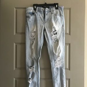 Express Distressed Girlfriend Jeans